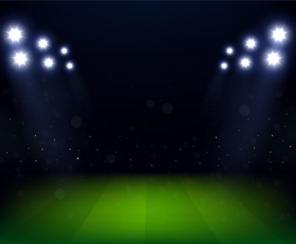 Football Stadium at night with spotlight vector