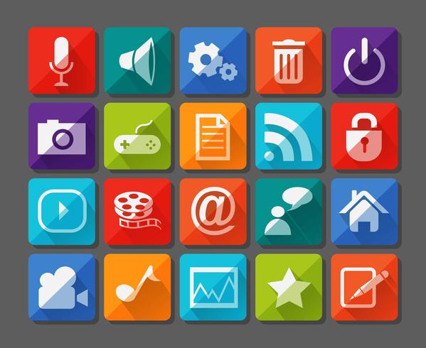 New app icons set in flat vector