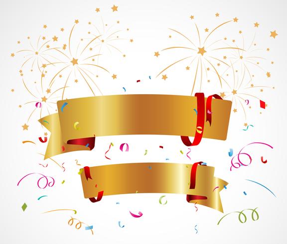 Celebration background with ribbon and confetti vector