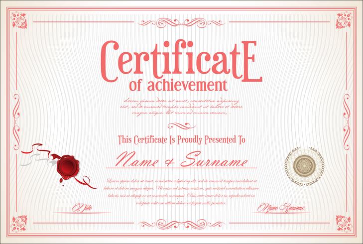 Certificate or diploma retro design template vector illustration
