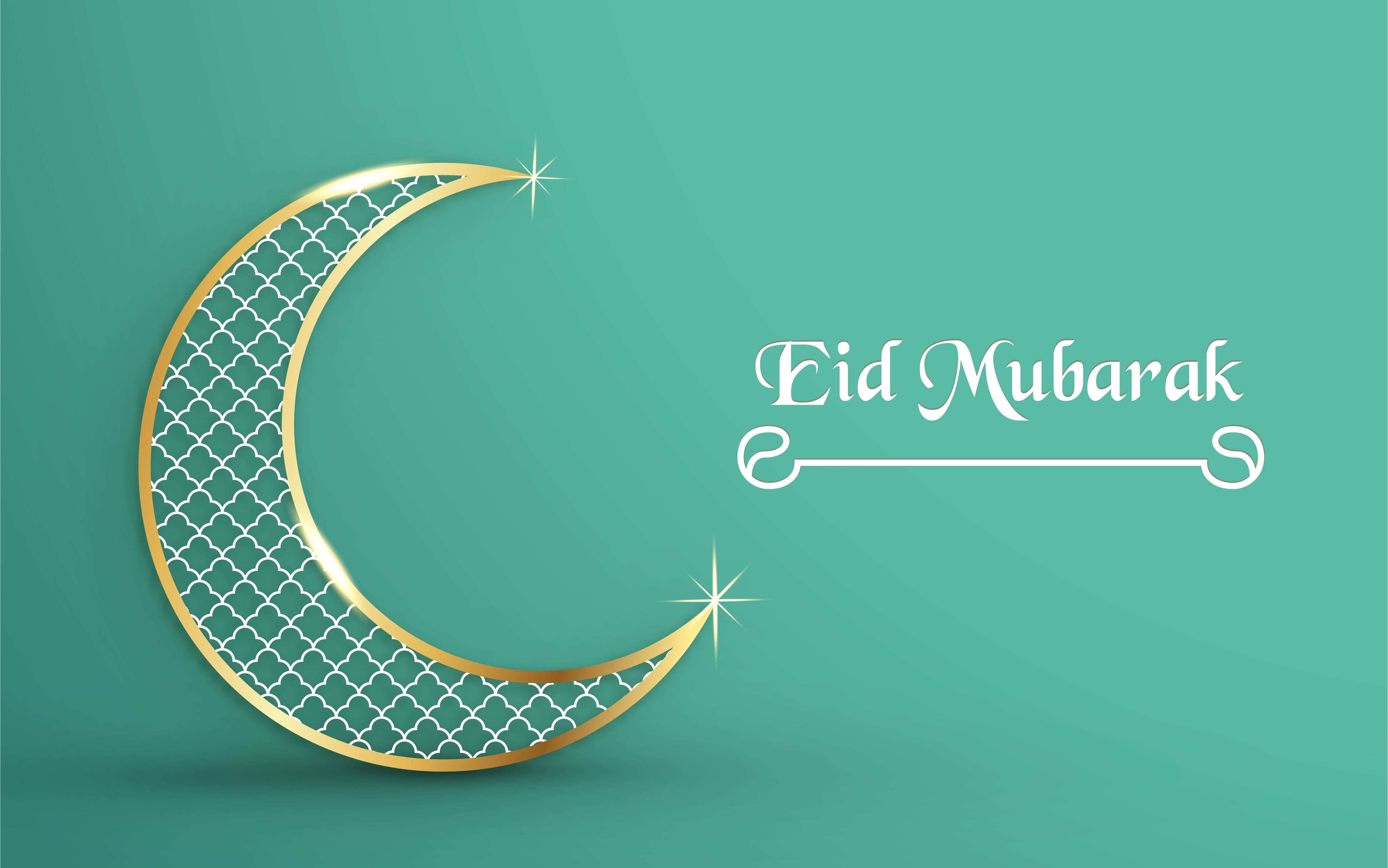 Template For Eid Mubarak With Green And Gold Color Tone 3D Vector 