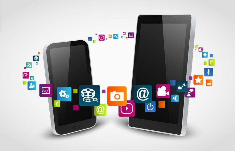 Smartphone apps icon concept background vector