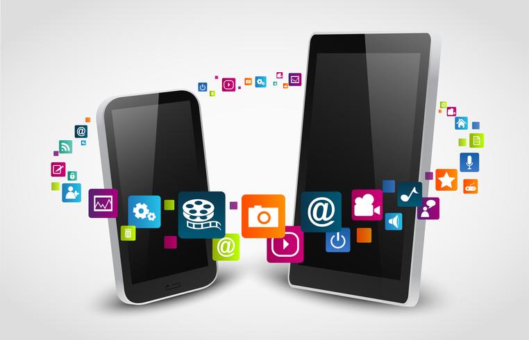 Fondo de concepto de icono de aplicaciones de smartphone vector