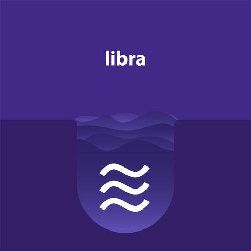 Libra sign for new crypto currency. Vector illustration in flat design.