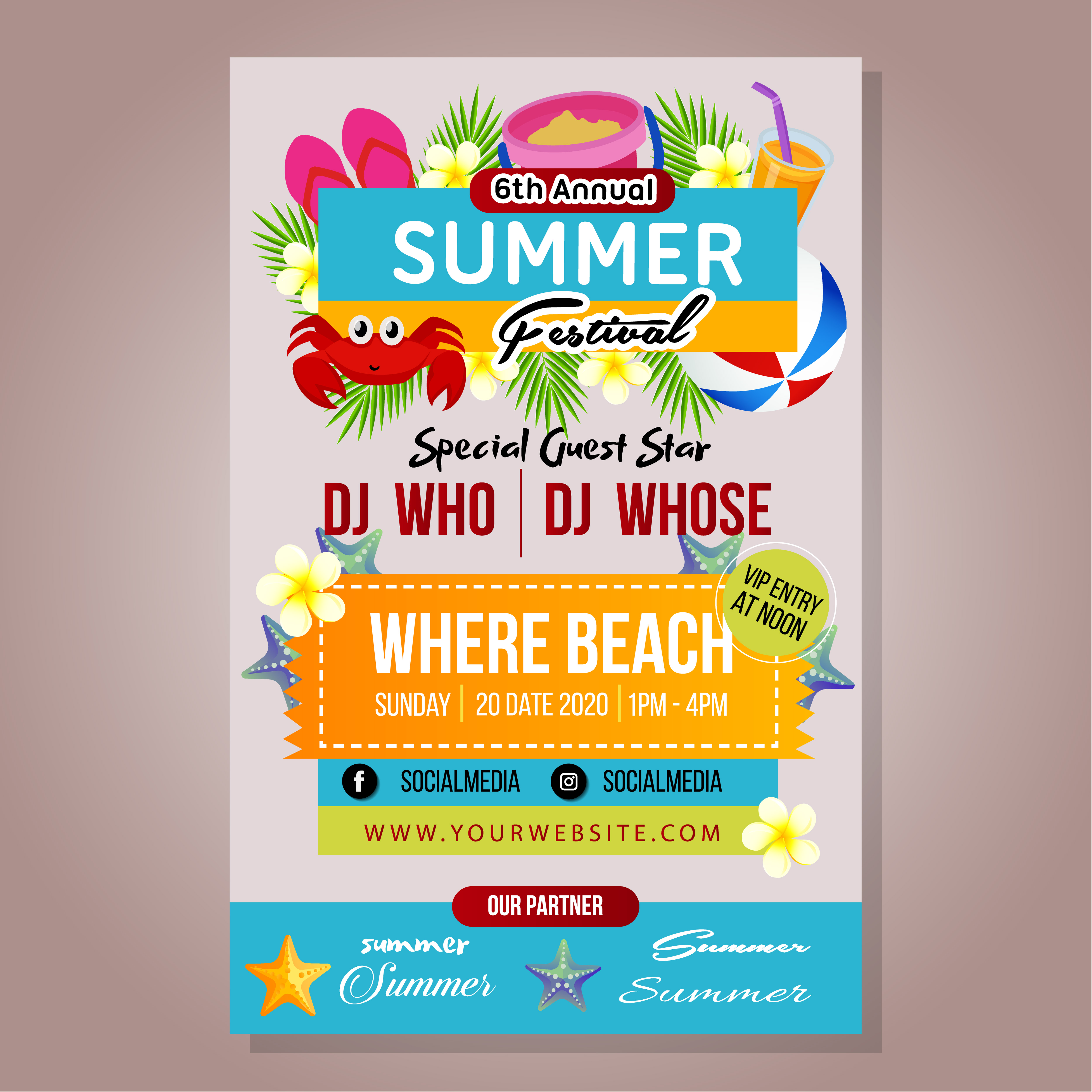 poster summer festival template with beach play 618596 Vector Art at