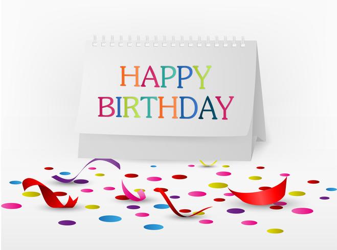 Happy birthday greetings card with note paper vector