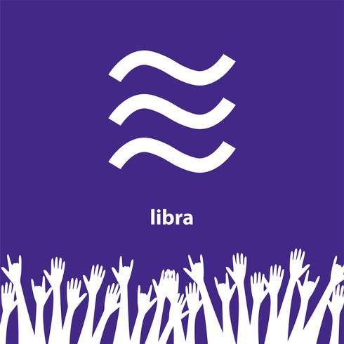 Libra sign for new crypto currency. Vector illustration in flat design.