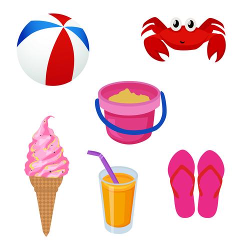 conjunto de iconos de vacaciones de playa de verano vector