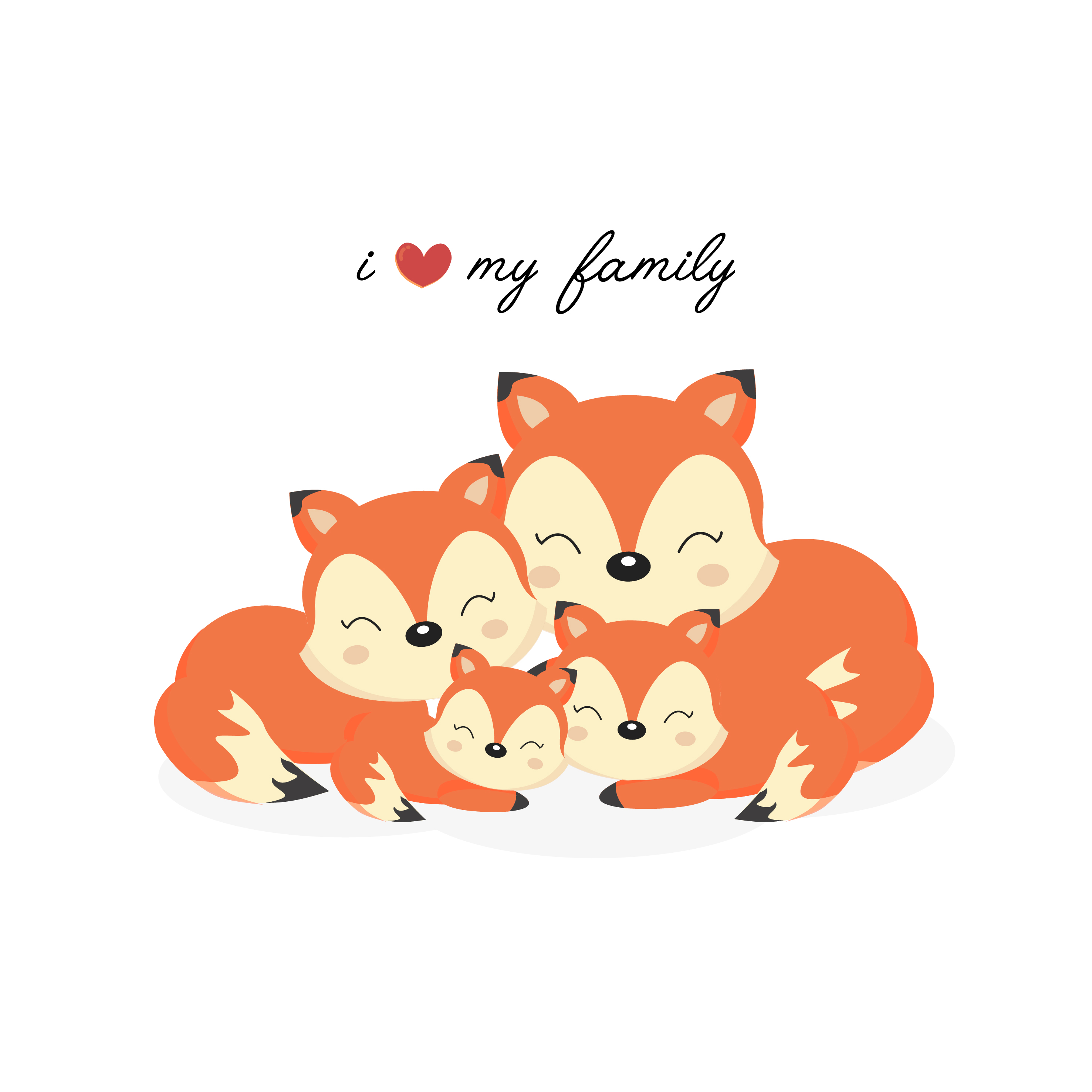 Happy animal family. Dad, mom, baby foxes cartoon. 618687 Vector Art at  Vecteezy