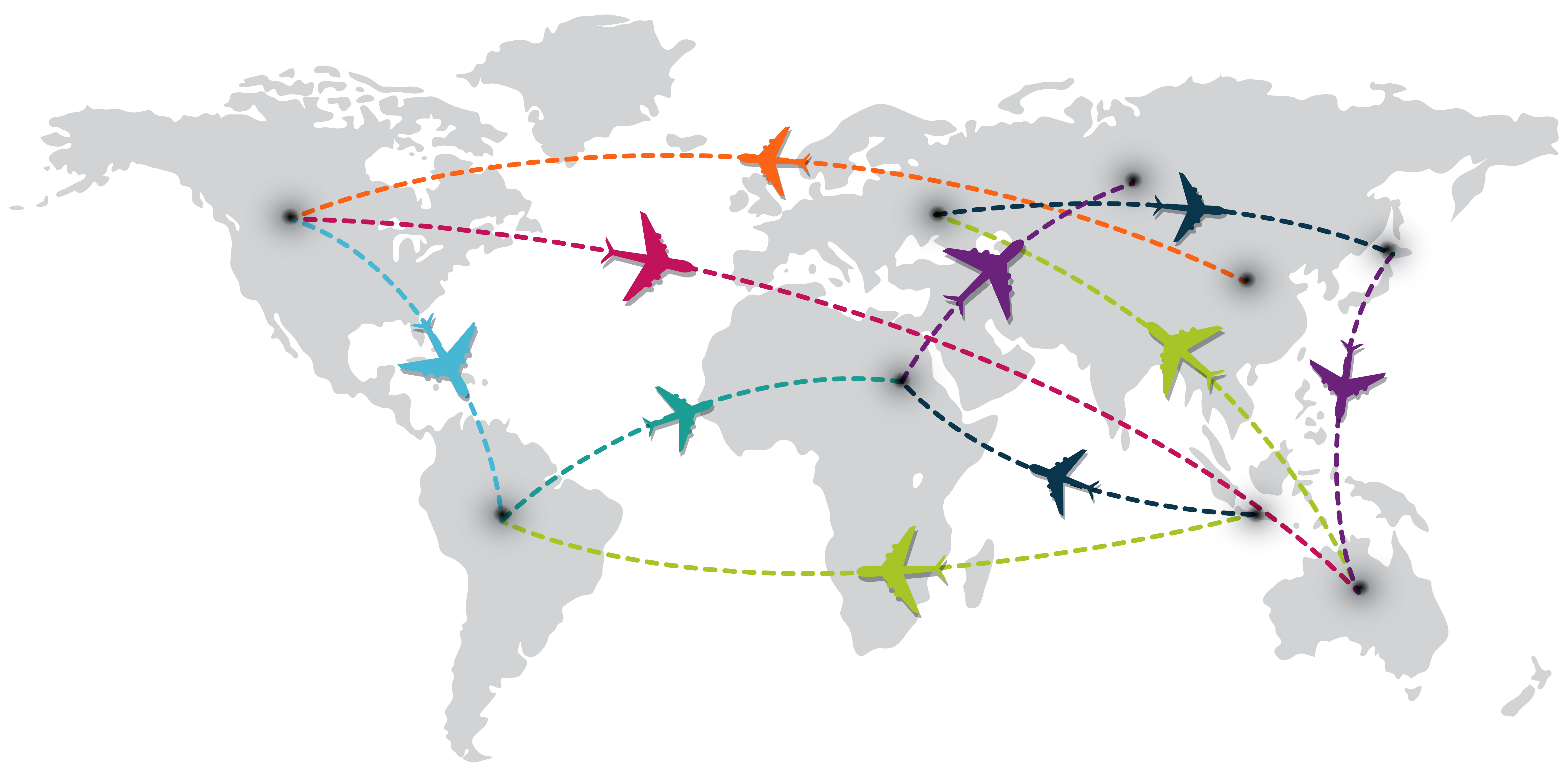 map with travel lines