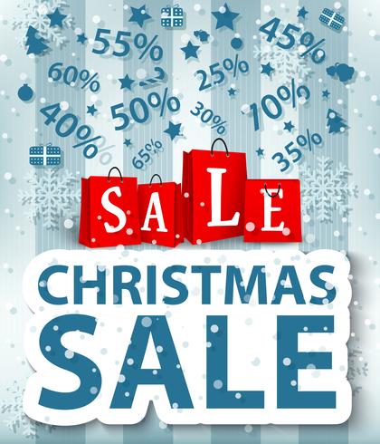 Christmas sale design with shopping bag vector