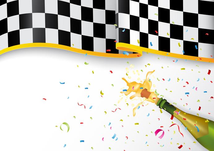 Champion celebration with champagne explosion and confetti vector