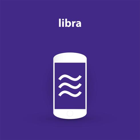 Libra sign for new crypto currency. Vector illustration in flat design.