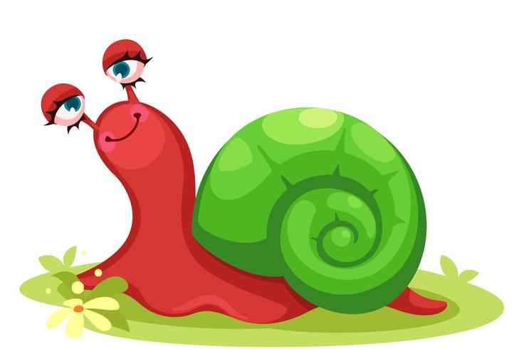 Cute red snail cartoon vector