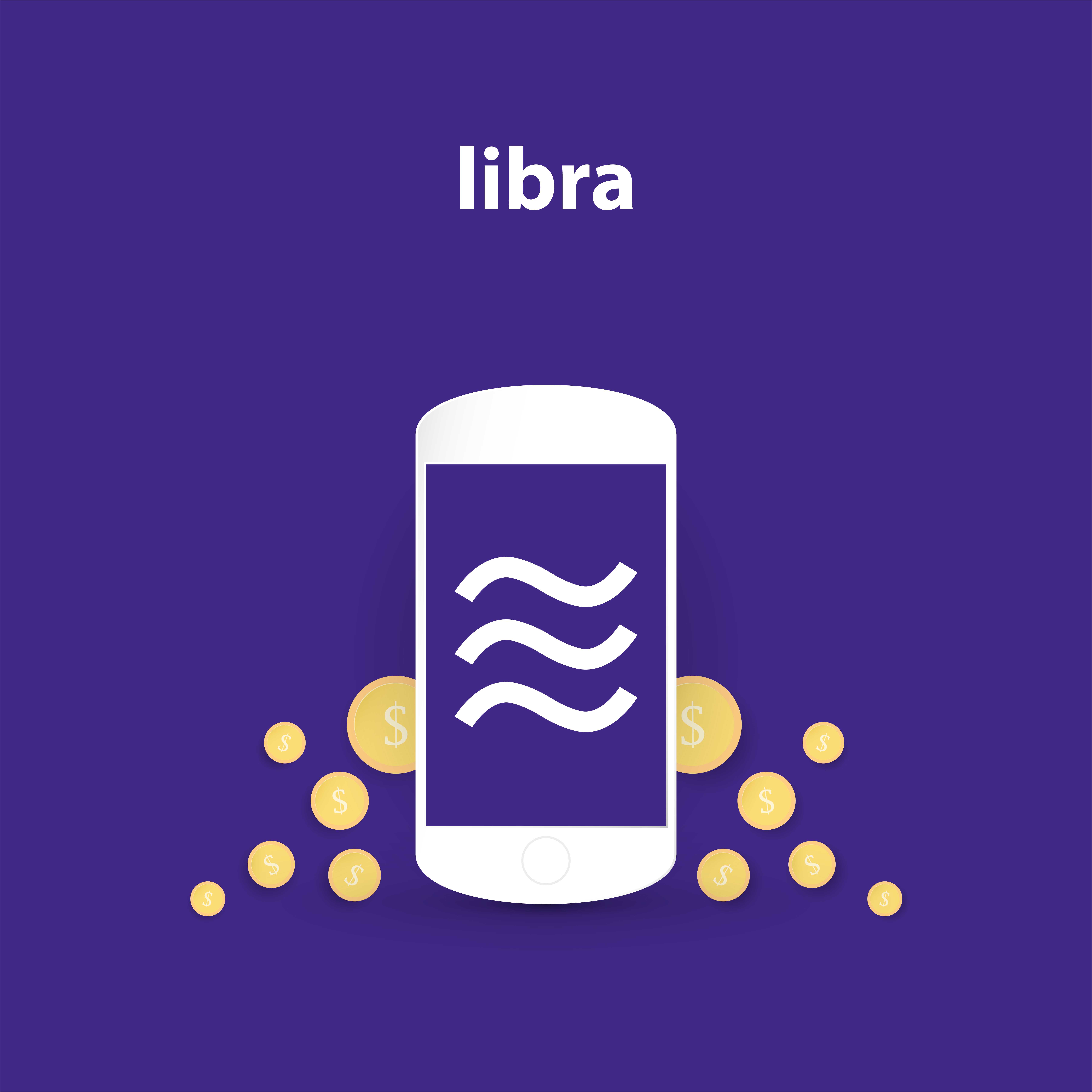 Libra sign for new crypto currency. Vector illustration in ...