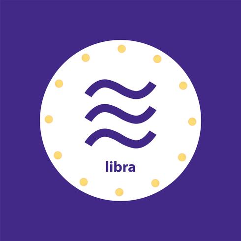 Libra sign for new crypto currency. Vector illustration in flat design.