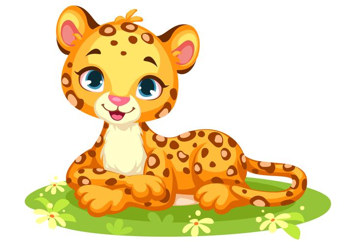 Baby leopard cute cartoon vector