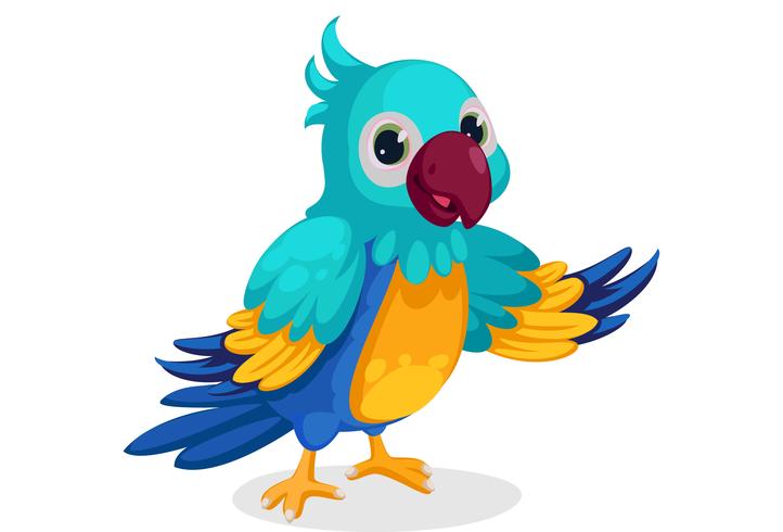 cute blue macaw cartoon standing in pose vector