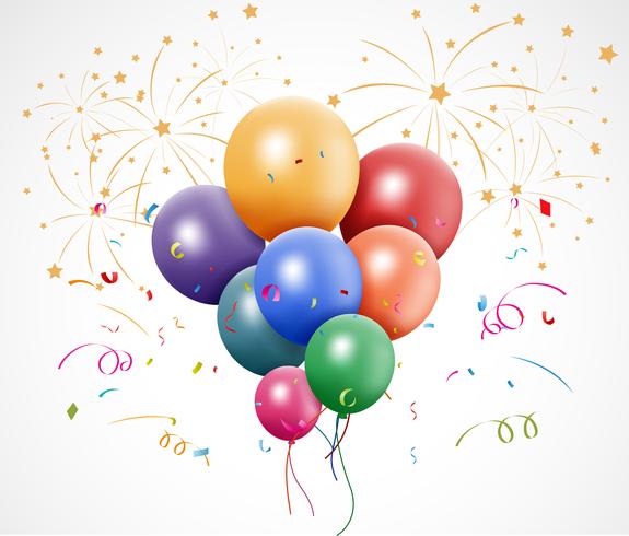 Birthday design with balloon and confetti vector