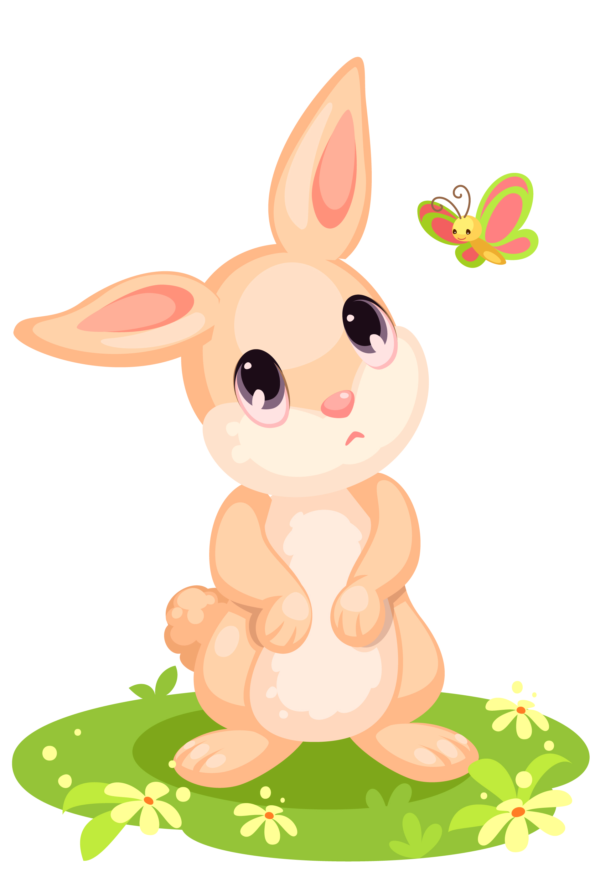 Lindo conejo mirando dibujos animados mariposa 618851 Vector en Vecteezy