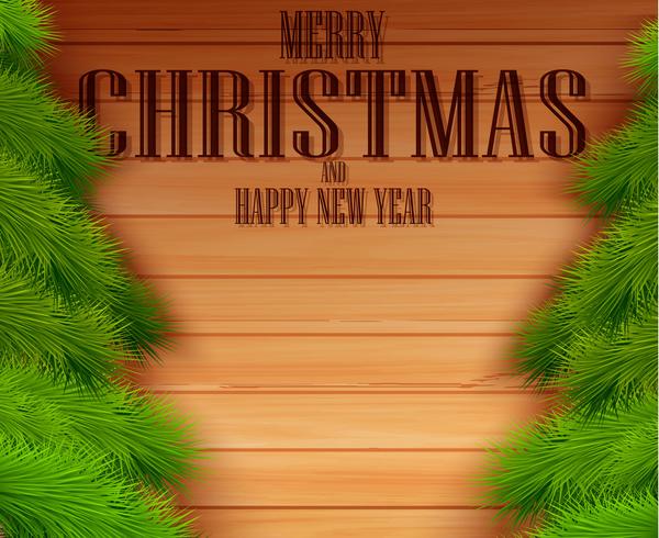 Christmas Element with message on wooden background vector