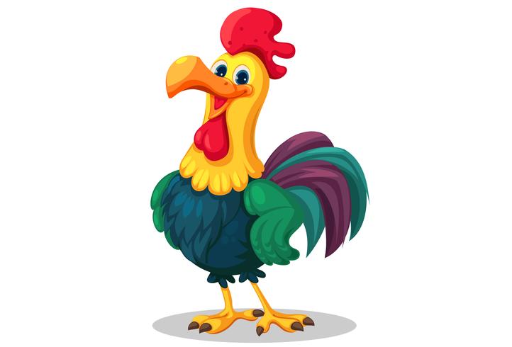 Rooster standing cartoon vector illustration