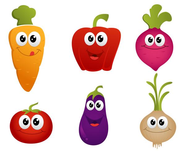 vegetales divertidos dibujos animados vector