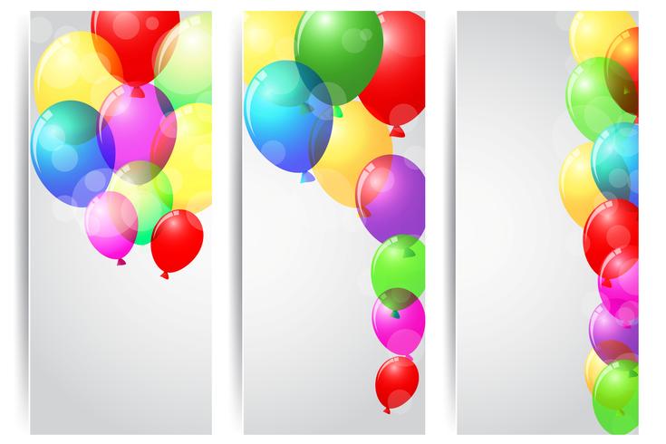 Banner de celebración de cumpleaños con globos de colores vector