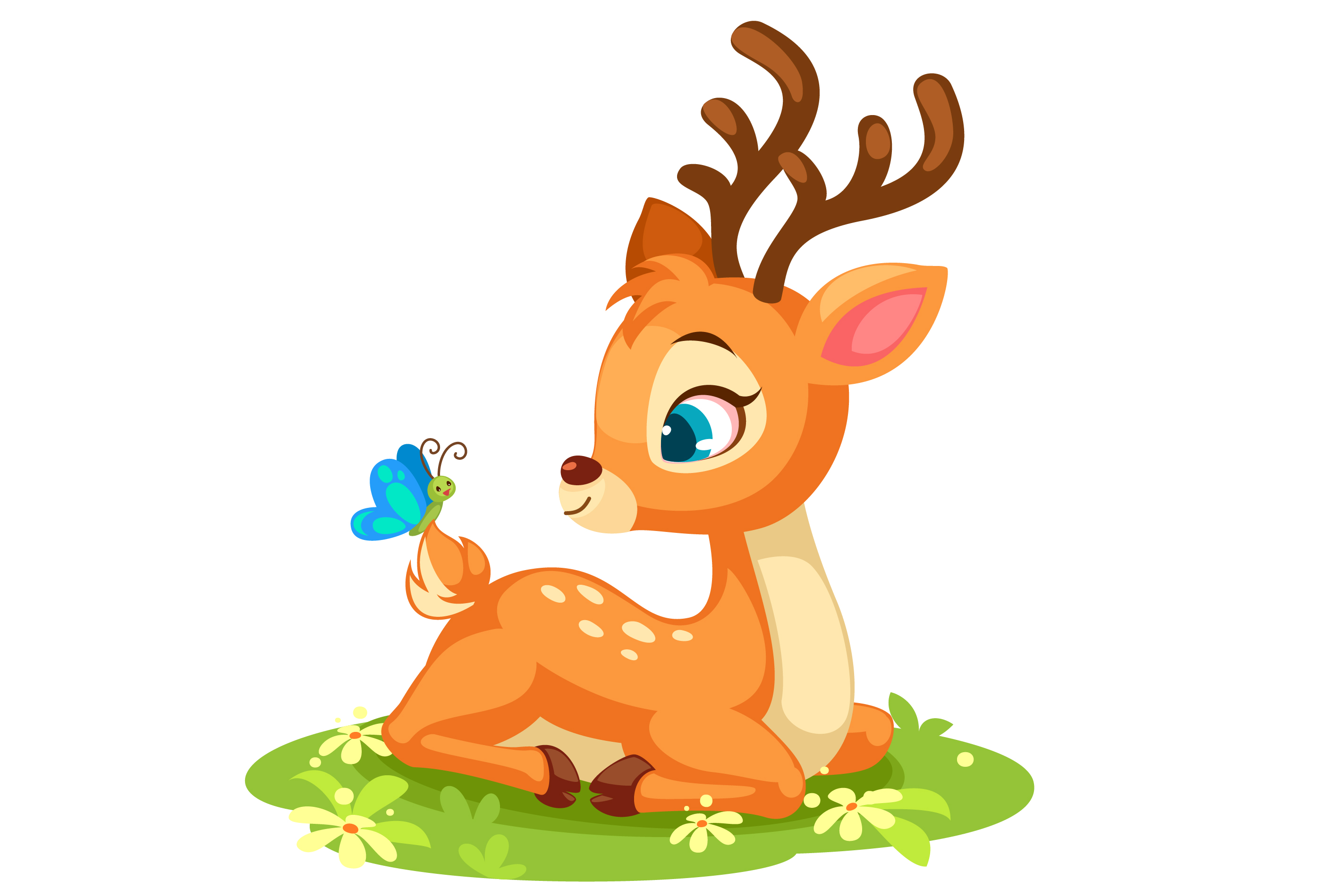 Cute baby deer sitting vector Download Free Vectors