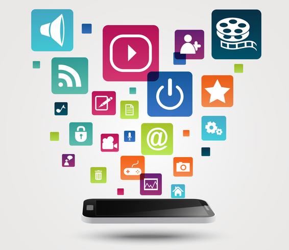 Smartphone apps icon concept background vector