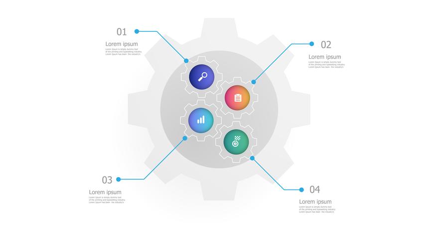 cog gears wheels vertical infographics 4 steps  vector