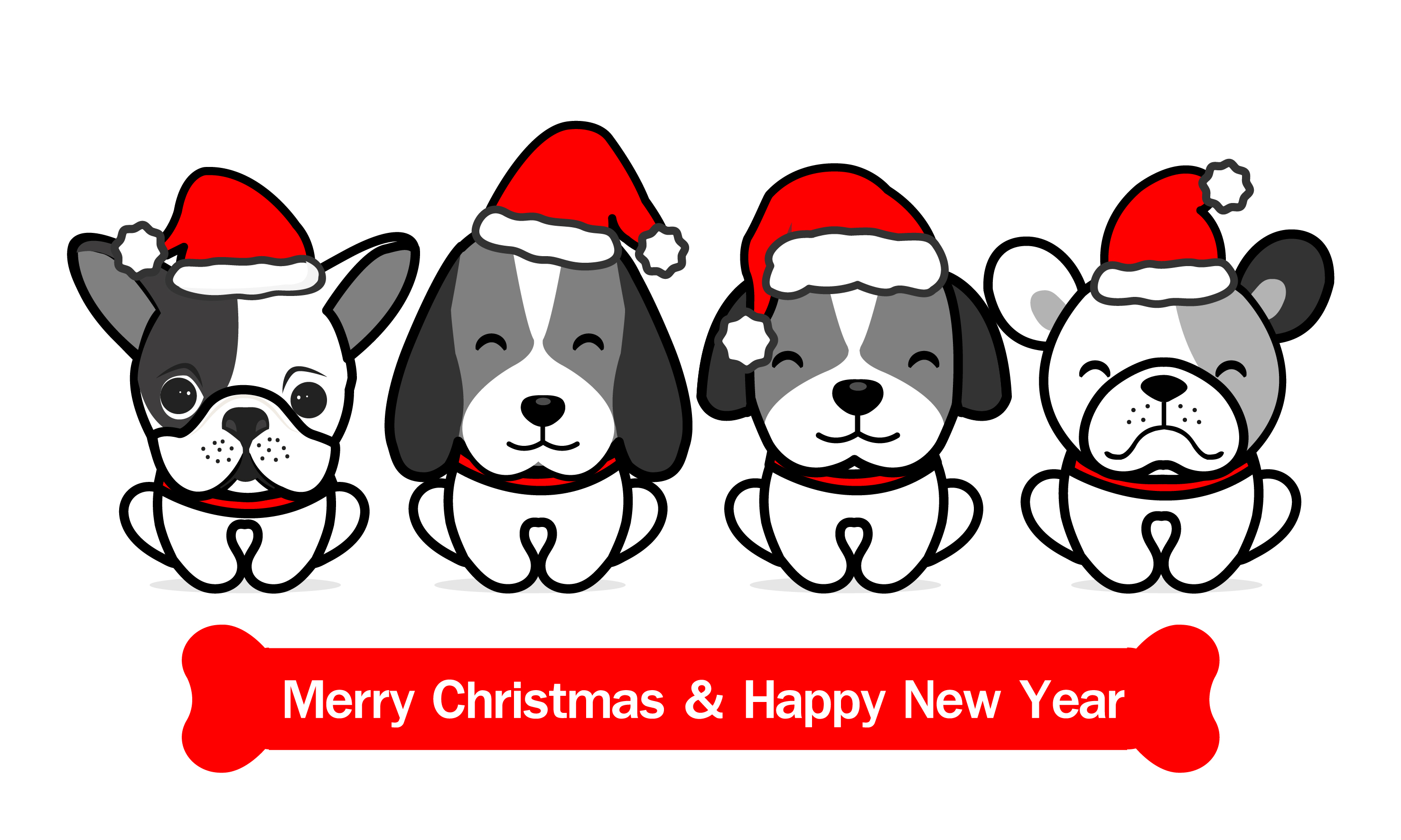 Download Merry Christmas Cute Dogs Cartoon. Vector illustration ...