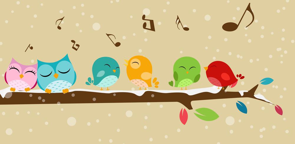 Birds singing on the branch vector