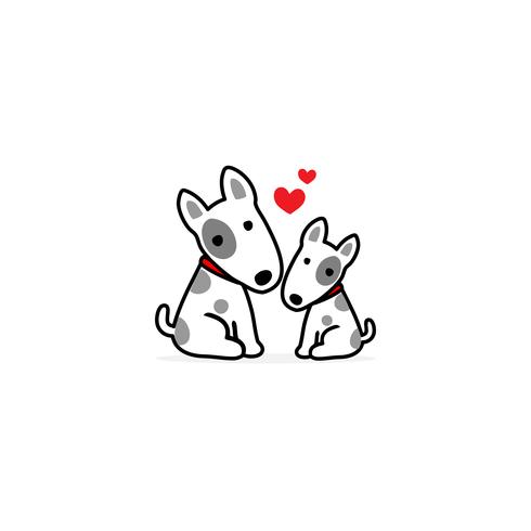 Mom and Baby dog cartoon white background. vector