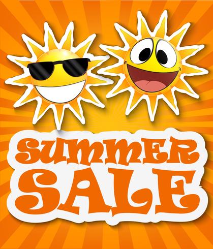 Summer sale background with smiling sun vector