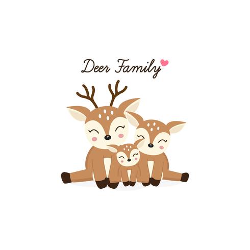 Cartoon Deer family. Mother Father and baby. vector