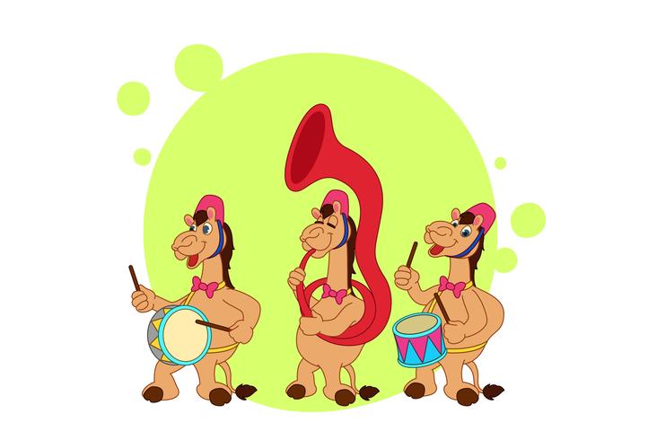 Dibujos animados de la banda de camellos vector