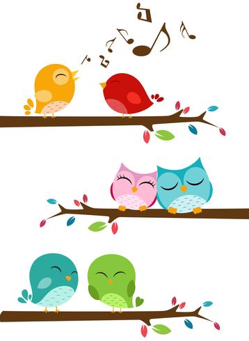 Birds singing on the branch vector