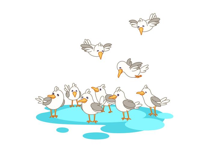 Birds in group vector