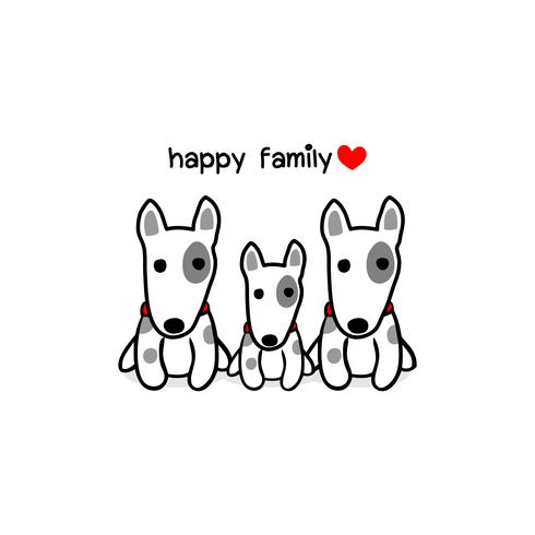 Cute mother father and baby dog.  Happy animal family cartoon vector illustration. 