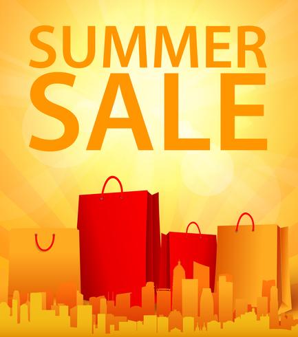 summer sale design with shopping bag vector