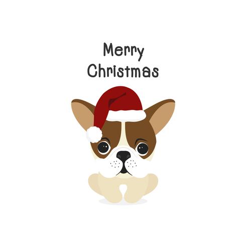 Merry Christmas dog Cartoon Dog. Vector illustration.