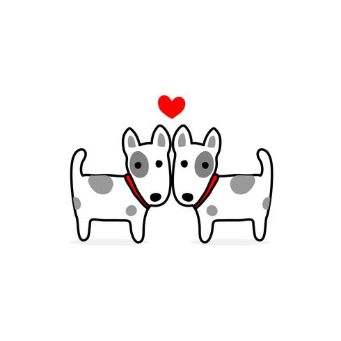 Ilustración del día de san valentín. Pareja terrier perro enamorado. vector