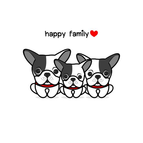 Cute mother father and baby dog.  vector