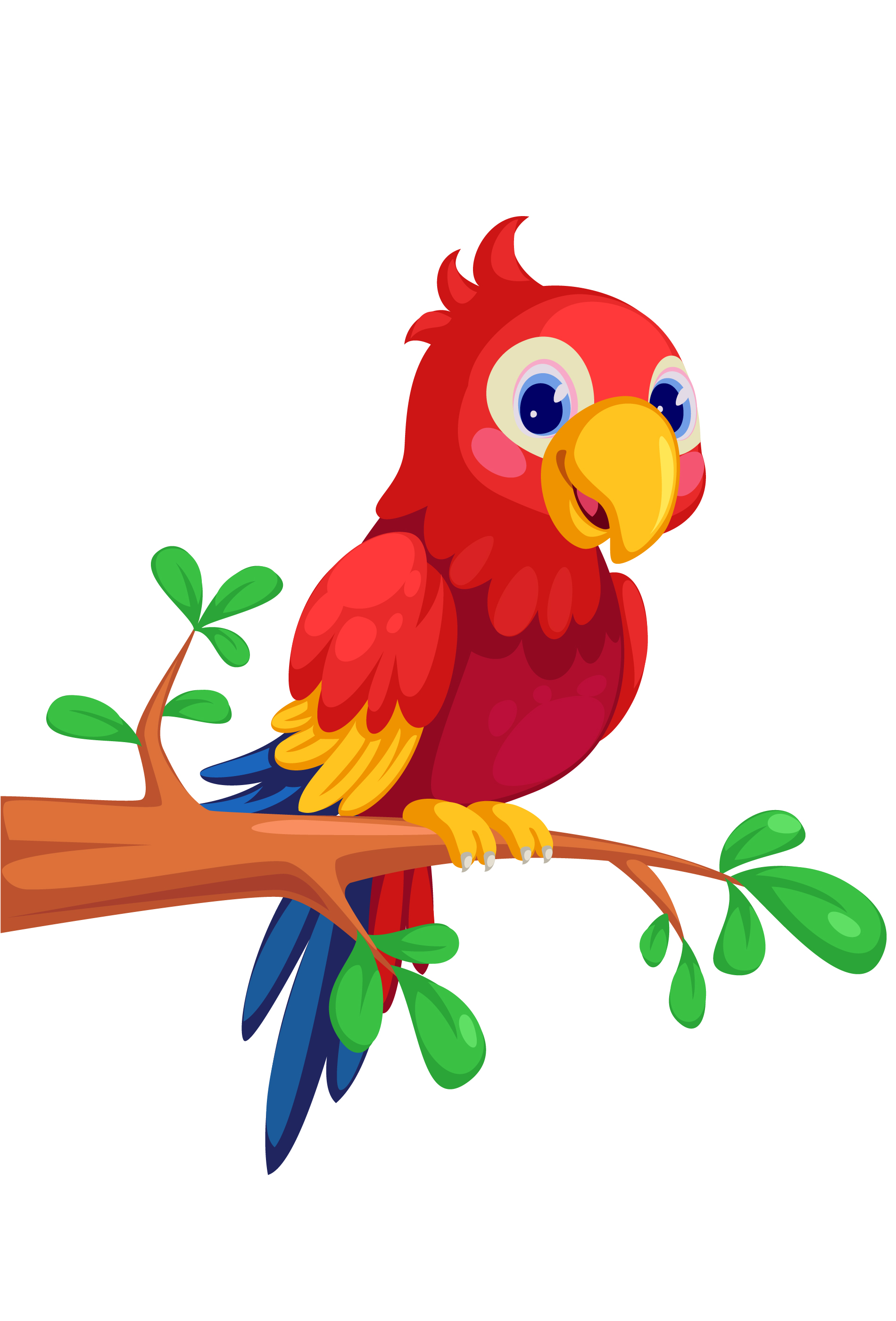 cute macaw cartoon sitting on branch 619196 Vector Art at Vecteezy