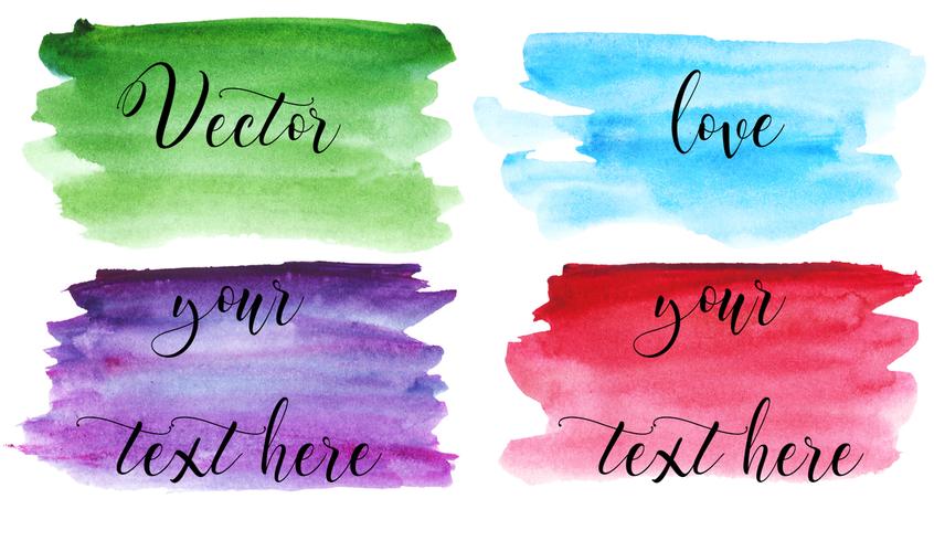 Set of watercolor stain. Spots on a white background. Watercolor texture with brush strokes. Green, purple, blue, red. Isolated. Vector. vector