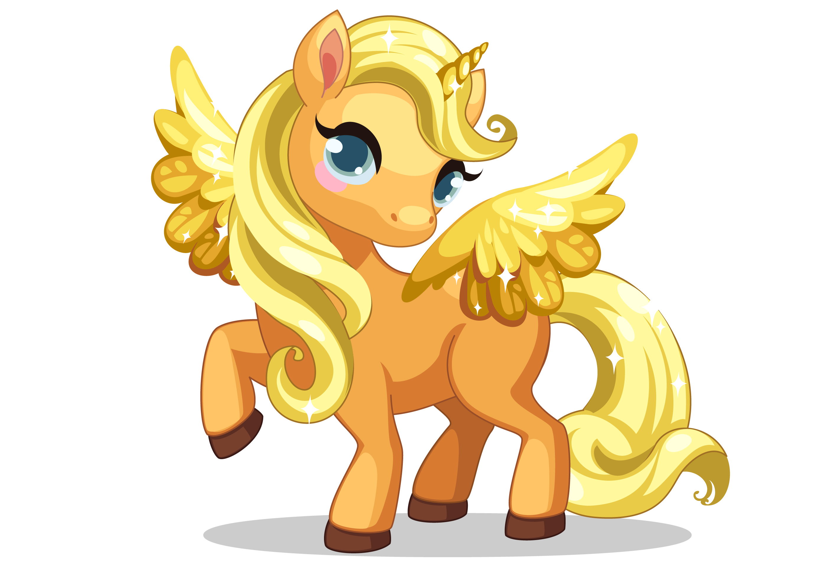 Download Cute little baby unicorn with beautiful golden hairstyle ...