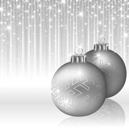 Silver Christmas Background with Baubles and Sparkling Streaks vector