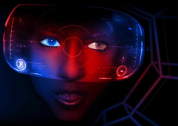 Woman Face with Virtual Reality Display vector