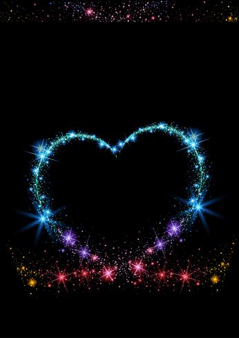 Colorful Sparkling Heart on Black Background vector